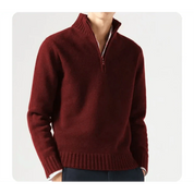 Polo Jumper - Men's Knitted Quarter Zip Sweater Pullover