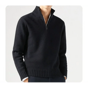 Polo Jumper - Men's Knitted Quarter Zip Sweater Pullover