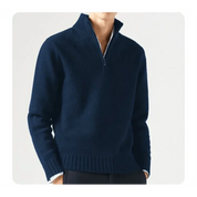 Polo Jumper - Men's Knitted Quarter Zip Sweater Pullover