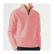 Polo Jumper - Men's Knitted Quarter Zip Sweater Pullover