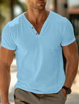 Henley Shirt | V-Neck | Short Sleeve | Button Tshirt | Men's Summer Shirt  