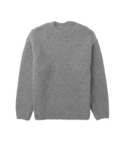 Mens oversized textured wool blend knit jumper Light Grey