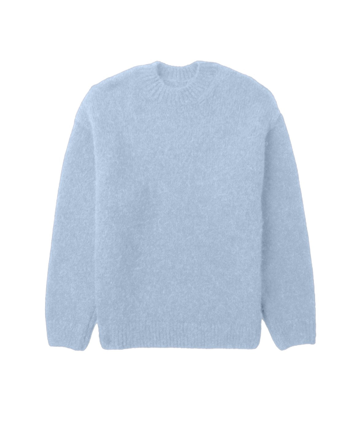 Mens oversized textured wool blend knit jumper Light Blue