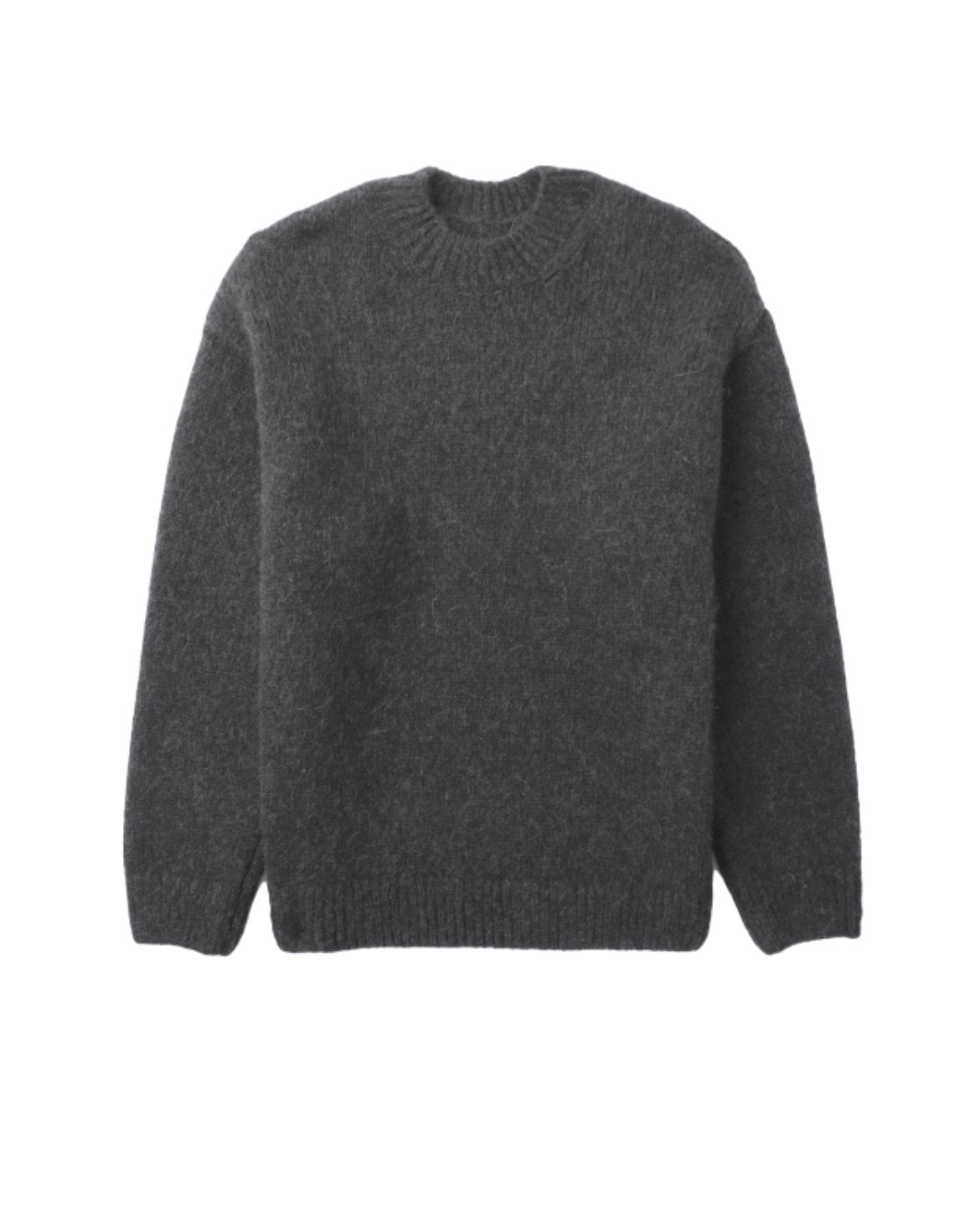 Mens oversized textured wool blend knit jumper Grey