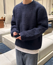 Mens oversized textured wool blend knit jumper