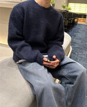 Mens oversized textured wool blend knit jumper