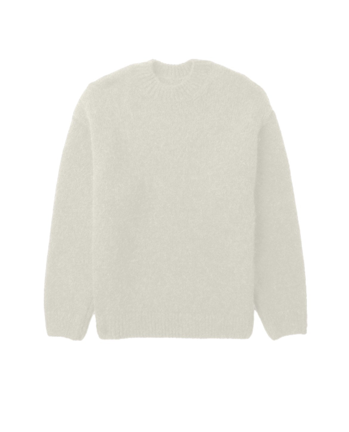 Mens oversized textured wool blend knit jumper Beige