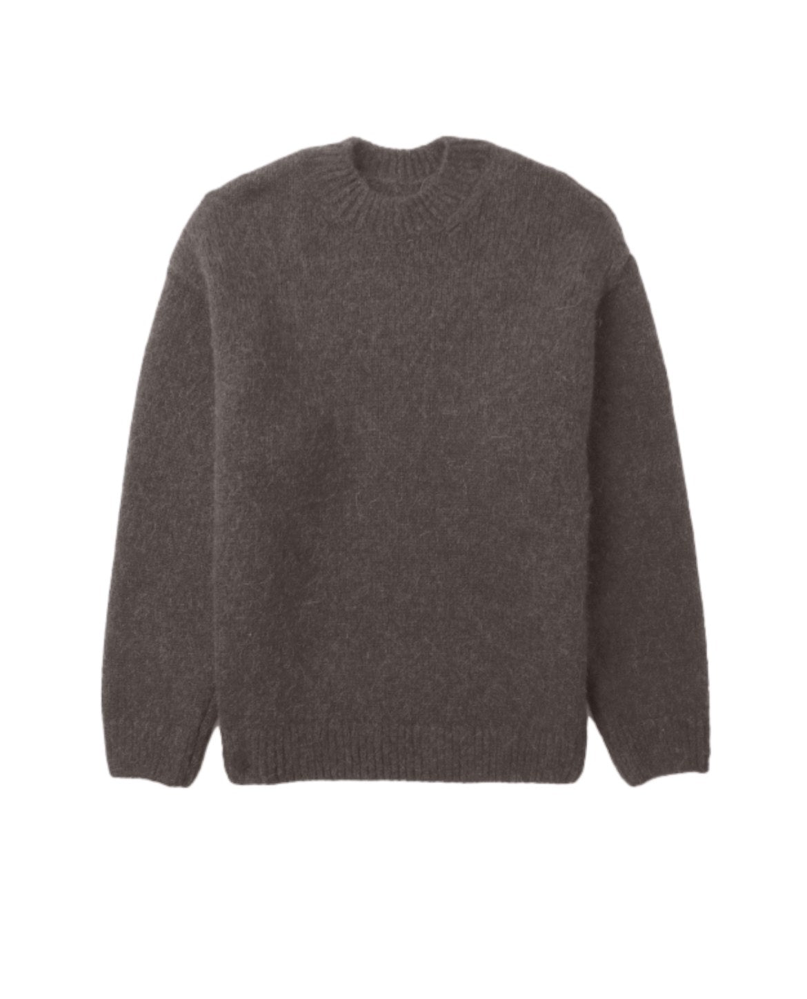 Mens oversized textured wool blend knit jumper Light Taupe