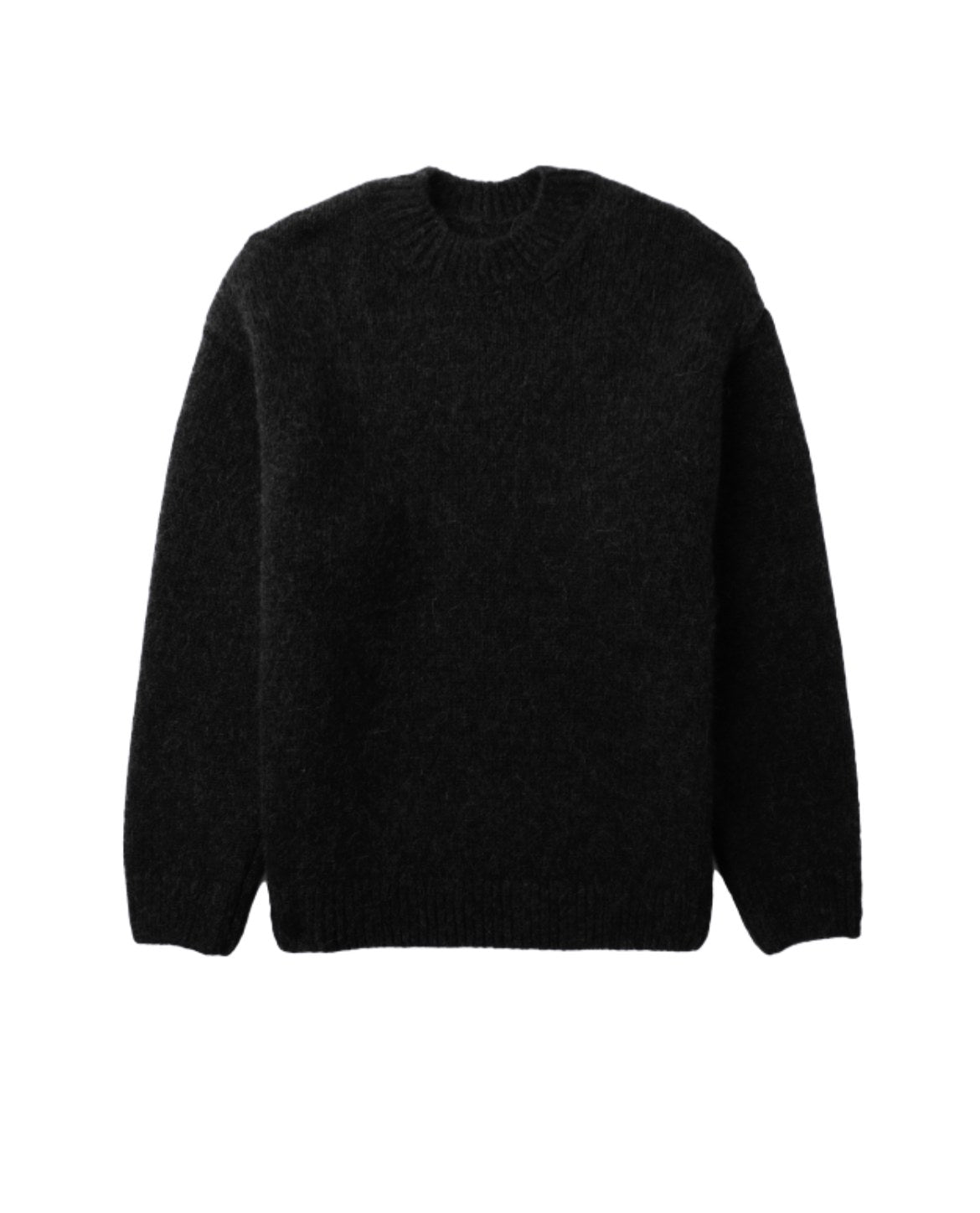 Mens oversized textured wool blend knit jumper Black