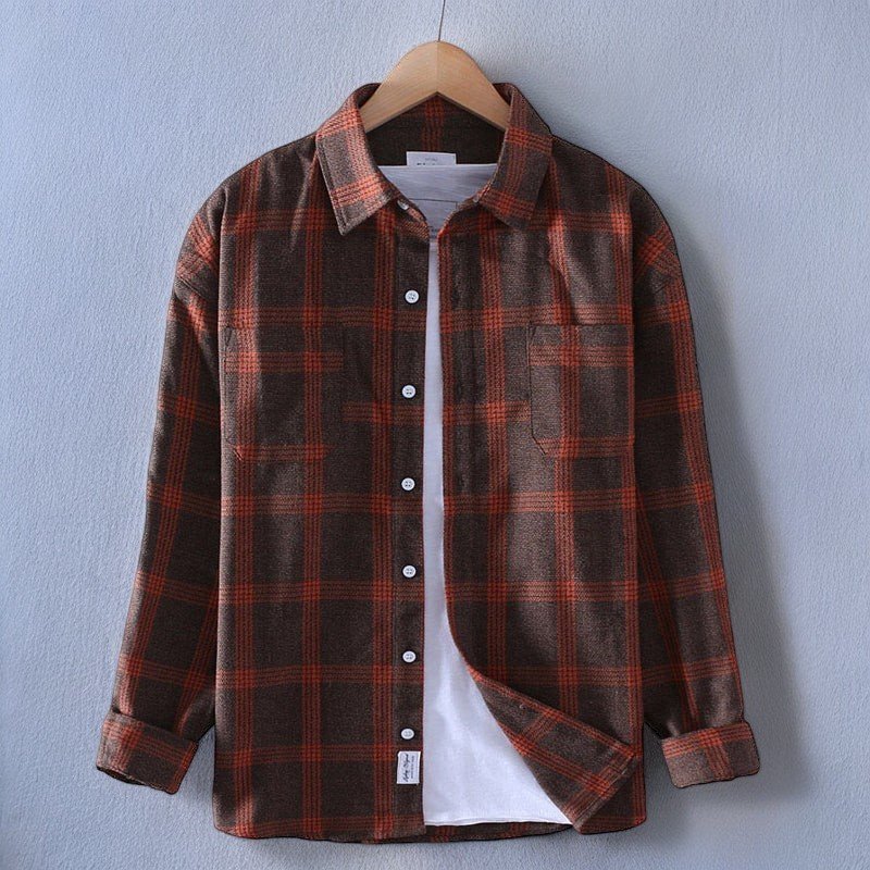 Flannel Shirt - Men's Long Sleeve Plaid Button-Up Shirt