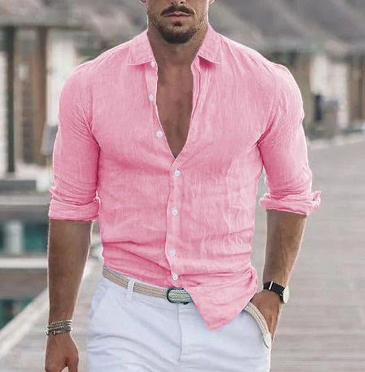 Summer Shirt - Buttoned Up - Long Sleeve - Linen Shirt - Men's Shirt