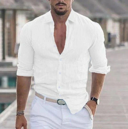 Summer Shirt - Buttoned Up - Long Sleeve - Linen Shirt - Men's Shirt
