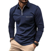 Long Sleeve Polo - Men's Collared Quarter Zip Polo Shirt