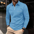 Long Sleeve Polo - Men's Collared Quarter Zip Polo Shirt