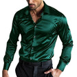 Satin Shirt - Men's Shiny Long Sleeve Button-Up Non Iron Shirt