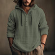 Hooded Shirt - Button-Up - Loose Fit - Linen Hoodie - Men's Clothing
