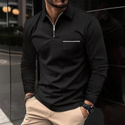 Long Sleeve Polo - Men's Collared Quarter Zip Polo Shirt