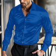 Satin Shirt - Men's Shiny Long Sleeve Button-Up Non Iron Shirt