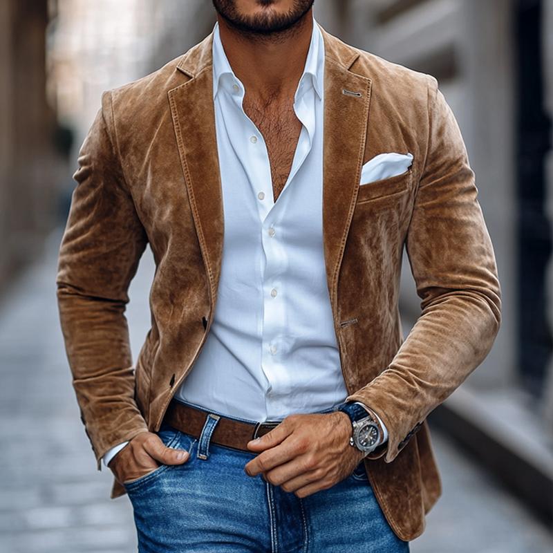 Velvet Blazer - Slim Fit - Single Breasted - Blazer Jacket - Men's Blazer
