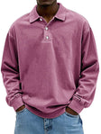 Polo Sweatshirt - Collared - Washed - Oversized Pullover - Men's Clothing