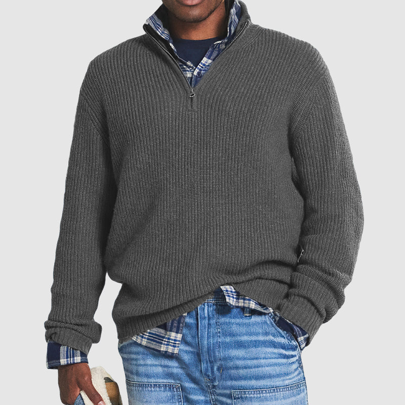 Quarter Zip Jumper | Knitted | Loose Fit | Half Zip Pullover | Men's Quarter Zip Sweaters