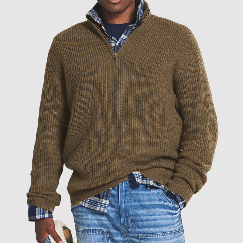 Quarter Zip Jumper | Knitted | Loose Fit | Half Zip Pullover | Men's Quarter Zip Sweaters