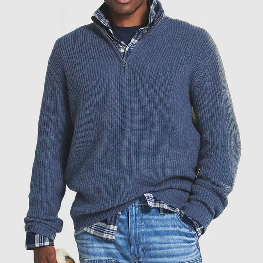 Men's Quarter Zip Sweater | Warm | Regular Fit | Knitted Sweater | Men's Half Zip Jumper