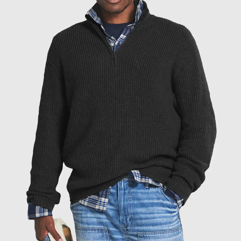 Men's Quarter Zip Sweater | Warm | Regular Fit | Knitted Sweater | Men's Half Zip Jumper