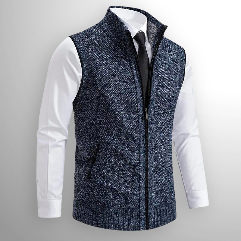 Knitted Vest - Men's Sleeveless Woolen Zip-Up Vest