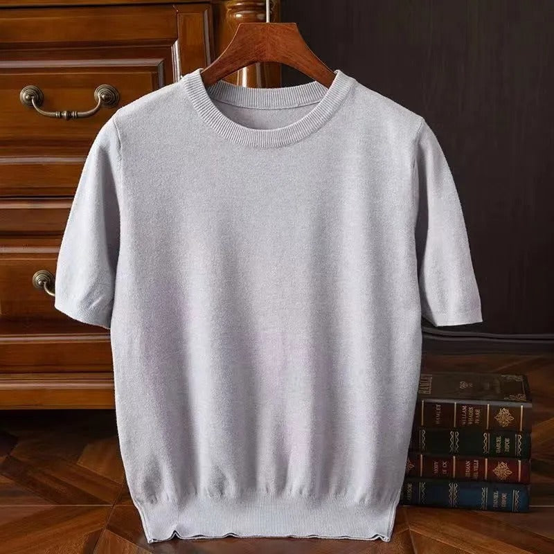 Cashmere Tee | Knitted | Short Sleeve | Knitted T-Shirt | Men's Clothing
