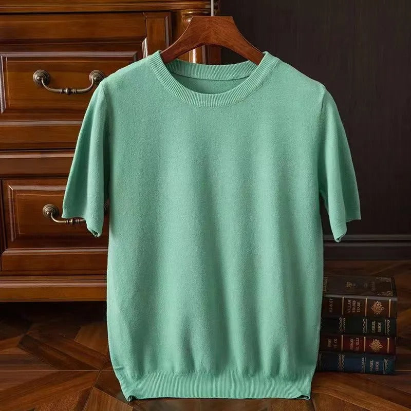 Cashmere Tee | Knitted | Short Sleeve | Knitted T-Shirt | Men's Clothing