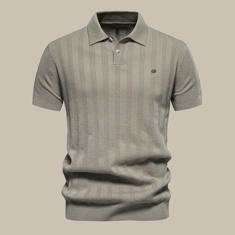 Polo Shirt - Men's Short Sleeve Knitted Collared Polo T-Shirt
