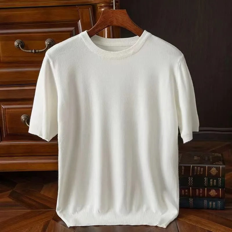 Cashmere Tee | Knitted | Short Sleeve | Knitted T-Shirt | Men's Clothing