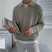 Quarter Zip Jumper | Knitted | Loose Fit | Polo Jumper | Men's Half Zip Pullover