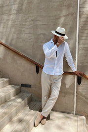 White Linen Shirt - Lightweight - Long Sleeve - Button-Up Shirt - Men's Linen Shirt