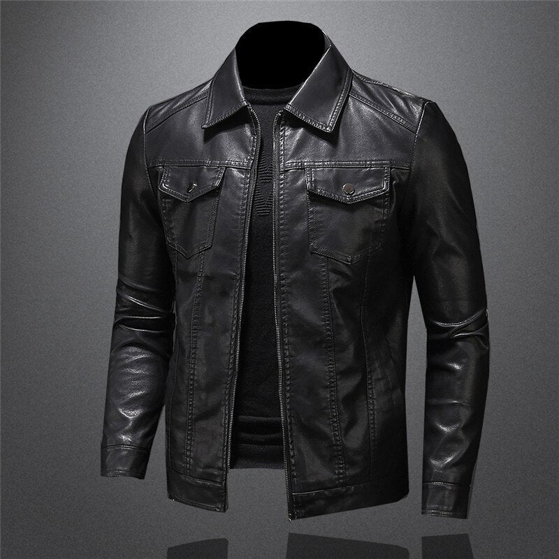 Leather Jacket - Black - Vegan Leather - Leatherette Jacket - Men's Jacket