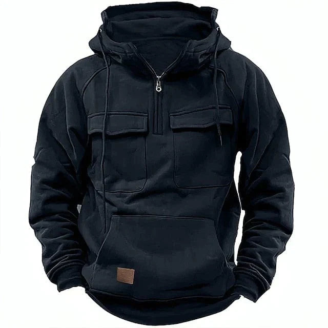 Half Zip Hoodie - Pullover - Kangaroo Pocket - Cargo Hoodie - Men's Hoodie